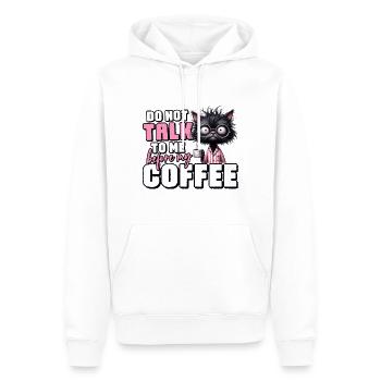 Morgenmuffel Katze mit Kaffee - Männer Premium Bio Hoodie - Weiß - Vorne - Nico (187cm)