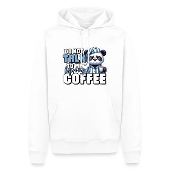 Mürrischer Panda Bär mit Kaffee - Männer Premium Bio Hoodie - Weiß - Vorne - Nico (187cm)