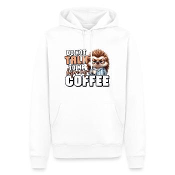 Grumpy hedgehog with coffee - Men’s Premium Organic Hoodie - white - Front - Nico (187cm)