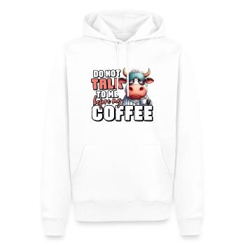 Vache fatiguée avec du café - Sweat à capuche Premium bio Homme - blanc - Devant - Nico (187cm)