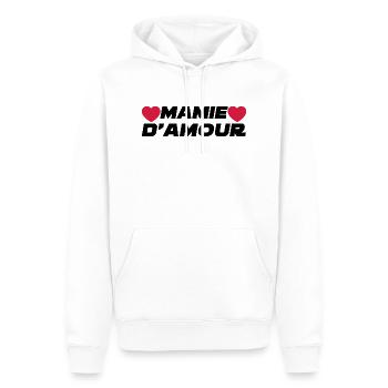 Mamie d'Amour - Sweat à capuche Premium bio Homme - blanc - Devant - Nico (187cm)