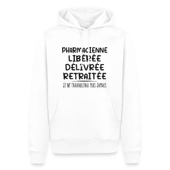 Pharmacienne célèbre sa retraite avec humour - Sweat à capuche Premium bio Homme - blanc - Devant - Nico (187cm)