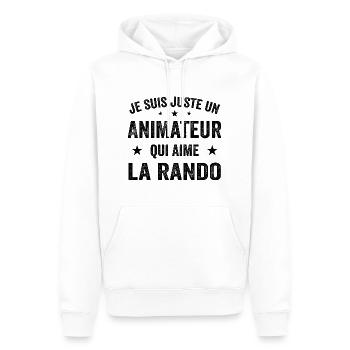 Fier d’être Animateur et Passionné de Randonnée - Sweat à capuche Premium bio Homme - blanc - Devant - Nico (187cm)