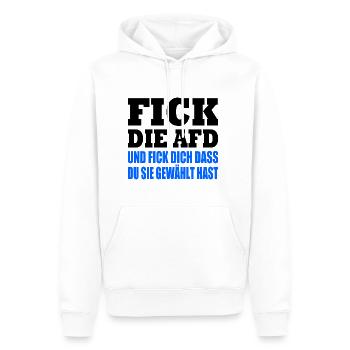 fick die afd und fick dich dass du sie gewählt has - Männer Premium Bio Hoodie - Weiß - Vorne - Nico (187cm)