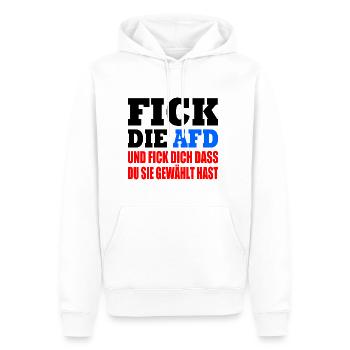 Fuck l’AfD - Sweat à capuche Premium bio Homme - blanc - Devant - Nico (187cm)