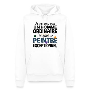 Peintre Peinture Artiste Humour Métier Cadeau - Sweat à capuche Premium bio Homme - blanc - Devant - Nico (187cm)