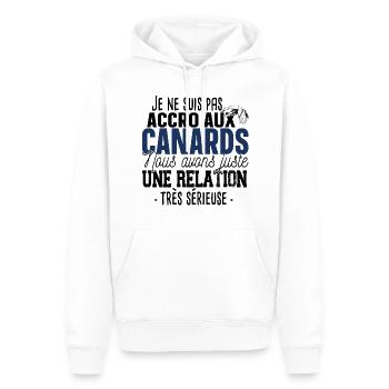Canard Caneton Animal Cadeau Humour Chasseur - Sweat à capuche Premium bio Homme - blanc - Devant - Nico (187cm)