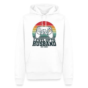 Level Up To Husband Est. 2023 Gaming Gamer - Sweat à capuche Premium bio Homme - blanc - Devant - Nico (187cm)