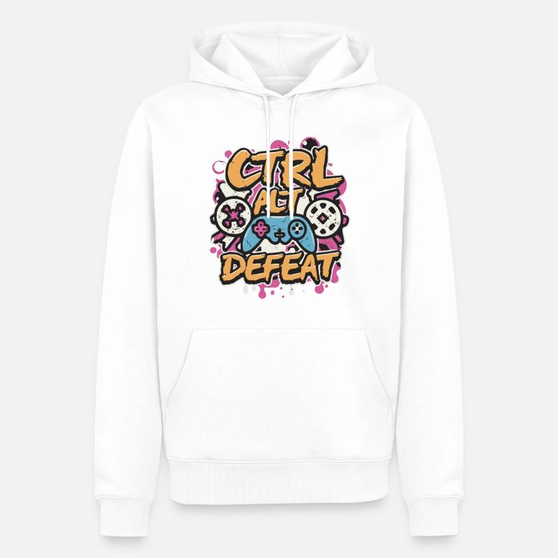 CTRL ALT Défaite - Sweat à capuche Premium bio Homme - blanc