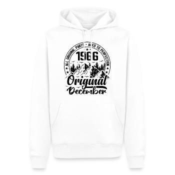 1966 décembre Original 58 Ans cadeau Anniversaire - Sweat à capuche Premium bio Homme - blanc - Devant - Nico (187cm)