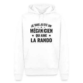 Fier d’être Mécanicien et Passionné de Randonnée - Sweat à capuche Premium bio Homme - blanc - Devant - Nico (187cm)