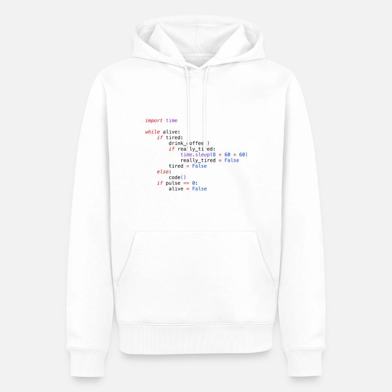 Python Code -- Funny While Loop - Men’s Premium Organic Hoodie - white