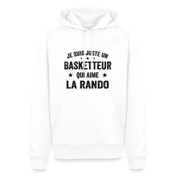 Fier d’être Basketteur et Passionné de Randonnée - Sweat à capuche Premium bio Homme - blanc - Devant - Nico (187cm)
