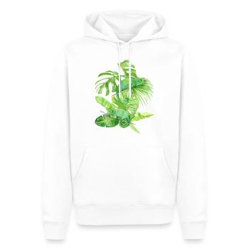 Caméléon, lézards caméléons verts - Sweat à capuche Premium bio Homme - blanc - Devant - Nico (187cm)