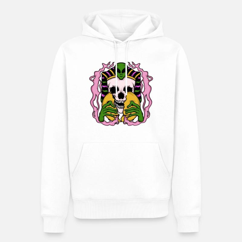 Alien Anubis Skull Egypt Tshirt - Sweat à capuche Premium bio Homme - blanc