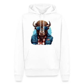 Bison d’Amérique de style de rue - Sweat à capuche Premium bio Homme - blanc - Devant - Nico (187cm)