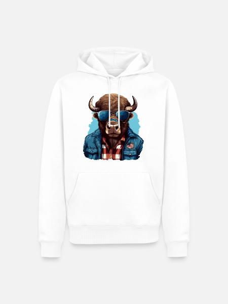 Amerikanischer Bison im Streetstyle-Stil - Männer Premium Bio Hoodie - Weiß