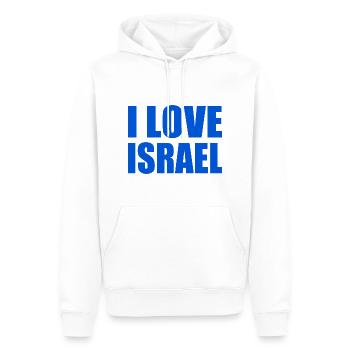 I love israel - Männer Premium Bio Hoodie - Weiß - Vorne - Nico (187cm)
