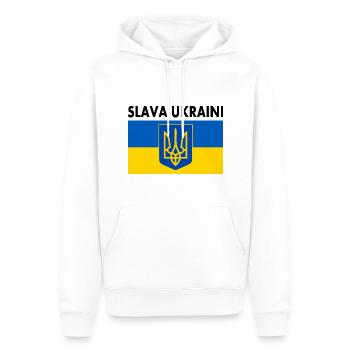 Slava ukraini - Männer Premium Bio Hoodie - Weiß - Vorne - Nico (187cm)