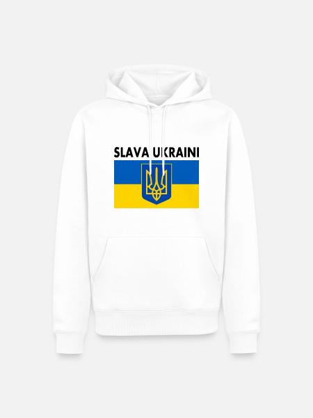 Slava ukraini - Ekologisk premiumluvtröja herr - vit