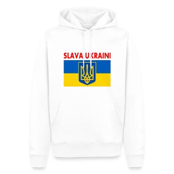 Slava ukraini - Männer Premium Bio Hoodie - Weiß - Vorne - Nico (187cm)