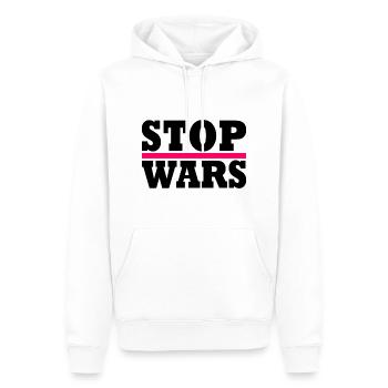 Stop wars - Sweat à capuche Premium bio Homme - blanc - Devant - Nico (187cm)