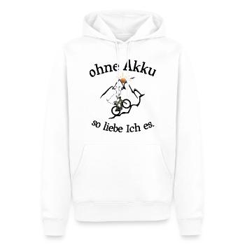 Ohne Akku MTB - Männer Premium Bio Hoodie - Weiß - Vorne - Nico (187cm)