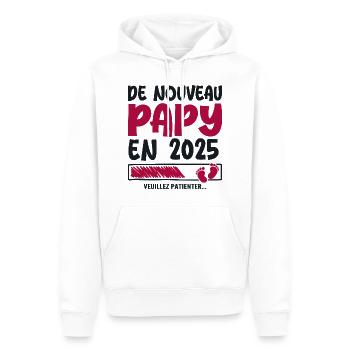 De nouveau papy en 2025 - Sweat à capuche Premium bio Homme - blanc - Devant - Nico (187cm)
