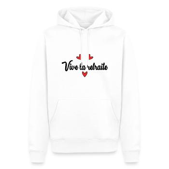 RUHESTAND. RUHESTAND. PENSIONIERT. GLÜCKLICHER RUHESTAND - Männer Premium Bio Hoodie - Weiß - Vorne - Nico (187cm)