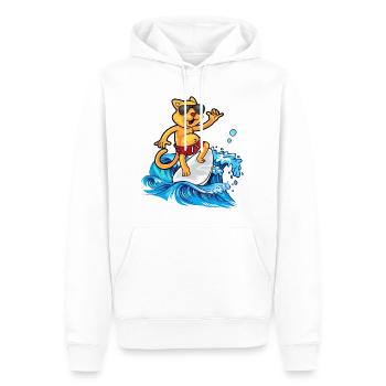 Cool cat surfer - Men’s Premium Organic Hoodie - white - Front - Nico (187cm)