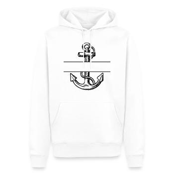 Anker mit Textaussparung - Männer Premium Bio Hoodie - Weiß - Vorne - Nico (187cm)