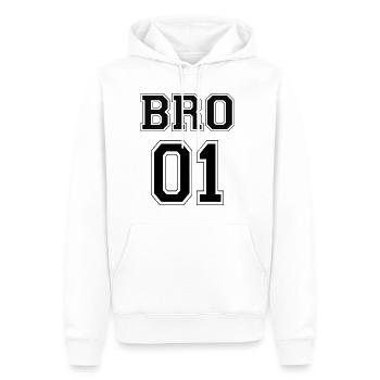 BRO 01 - Black Edition - Männer Premium Bio Hoodie - Weiß - Vorne - Nico (187cm)