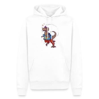 DINO 90 - Männer Premium Bio Hoodie - Weiß - Vorne - Nico (187cm)