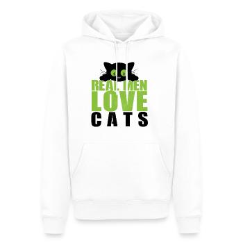 Les vrais hommes aiment les chats, les chatons super-mignons - Sweat à capuche Premium bio Homme - blanc - Devant - Nico (187cm)