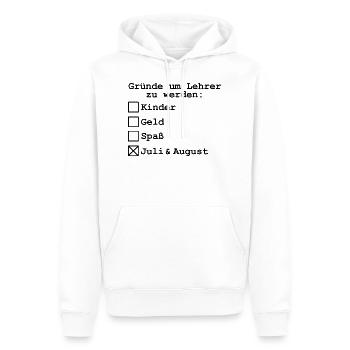 Gründe um Lehrer zu werden: - Männer Premium Bio Hoodie - Weiß - Vorne - Nico (187cm)