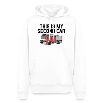 Ceci est mon deuxième camion de pompiers - Sweat à capuche Premium bio Homme - blanc - Devant - Nico (187cm)