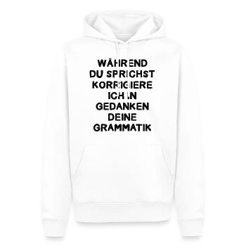 Während Du Sprichst Korrigiere Ich In Gedanken - Männer Premium Bio Hoodie - Weiß - Vorne - Nico (187cm)