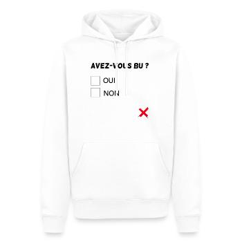 Humour Alcool - Avez-vous bu ? - Sweat à capuche Premium bio Homme - blanc - Devant - Nico (187cm)