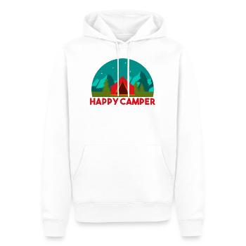 HAPPY CAMPER - Männer Premium Bio Hoodie - Weiß - Vorne - Nico (187cm)
