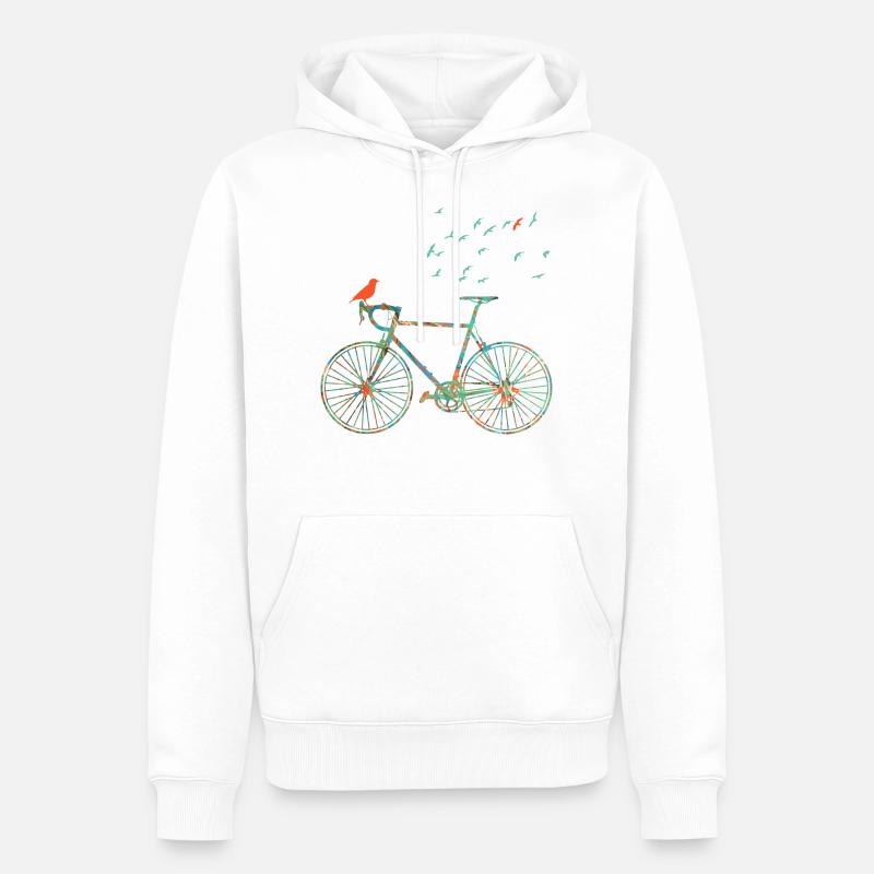vélo e 4 - Sweat à capuche Premium bio Homme - blanc