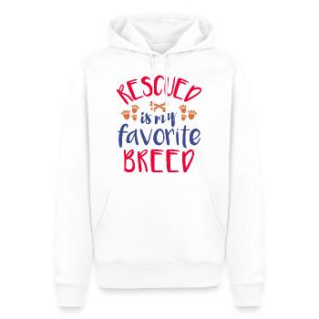 Rescued is my Favorite” - für Tierschützer - Männer Premium Bio Hoodie - Weiß - Vorne - Nico (187cm)