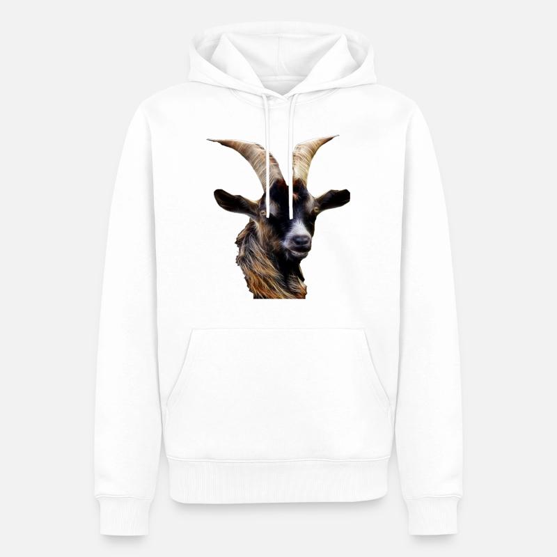 ZIEGE WIDDER STEINBOCK - Männer Premium Bio Hoodie - Weiß
