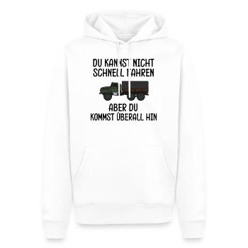 Unimog Laster Trecker Landwirtschaft LKW SUV - Männer Premium Bio Hoodie - Weiß - Vorne - Nico (187cm)