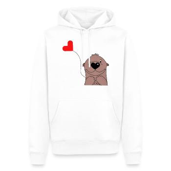 Loutre mignonne avec ballon coeur - Vêtements pour bébés - Sweat à capuche Premium bio Homme - blanc - Devant - Nico (187cm)