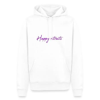 RUHESTAND. RUHESTAND. PENSIONIERT. GLÜCKLICHER RUHESTAND - Männer Premium Bio Hoodie - Weiß - Vorne - Nico (187cm)