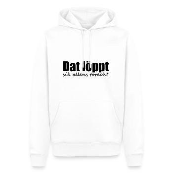 Plattdeutsch - Dialekt - Spruch - Männer Premium Bio Hoodie - Weiß - Vorne - Nico (187cm)