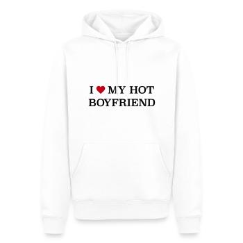 I love my hot Boyfriend - Männer Premium Bio Hoodie - Weiß - Vorne - Nico (187cm)