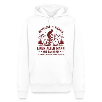Alpenradfahrer Nie Unterschätzen - Männer Premium Bio Hoodie - Weiß - Vorne - Nico (187cm)