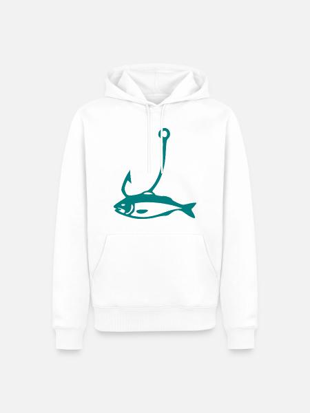 Fisch und Haken Minimalline - Männer Premium Bio Hoodie - Weiß