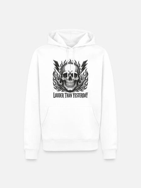Brennender Schädel und Blitz - Männer Premium Bio Hoodie - Weiß